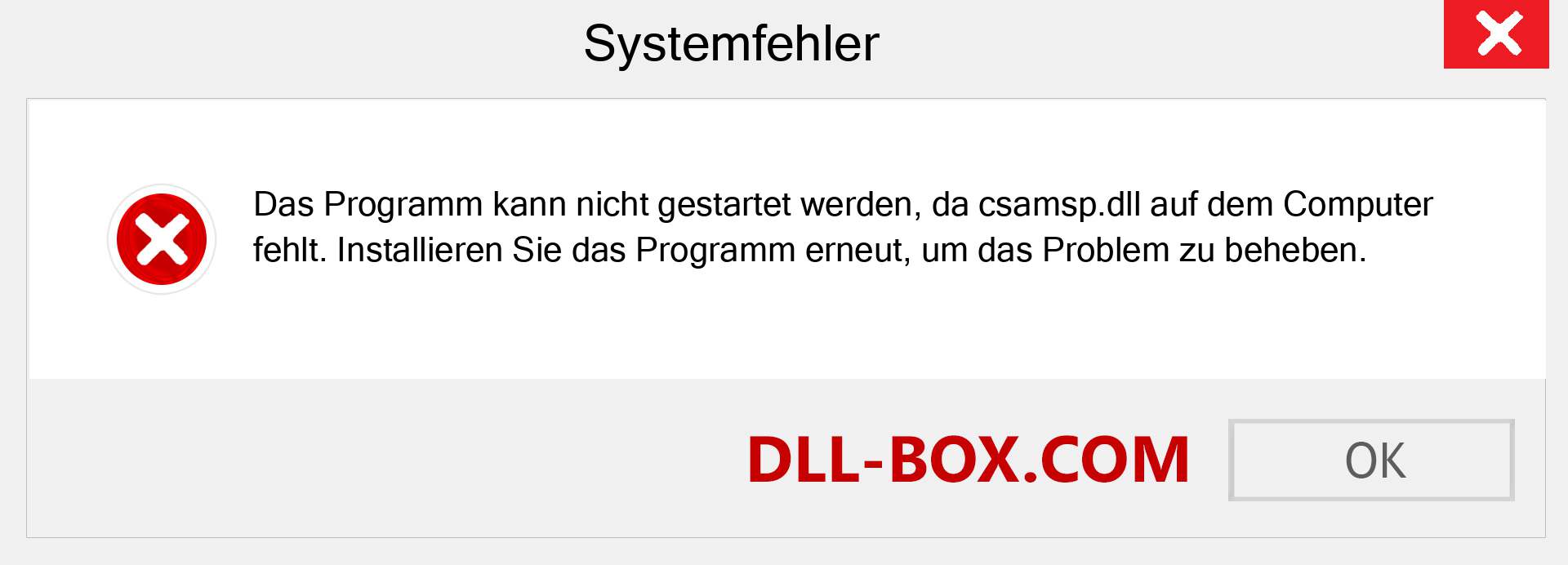 csamsp.dll-Datei fehlt?. Download für Windows 7, 8, 10 - Fix csamsp dll Missing Error unter Windows, Fotos, Bildern